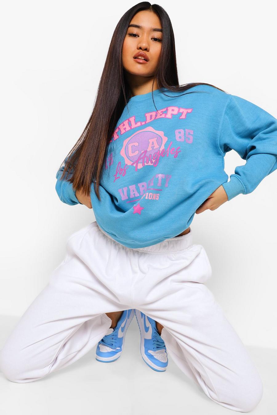 Teal Petite - Oversize sweatshirt med tvättad effekt image number 1