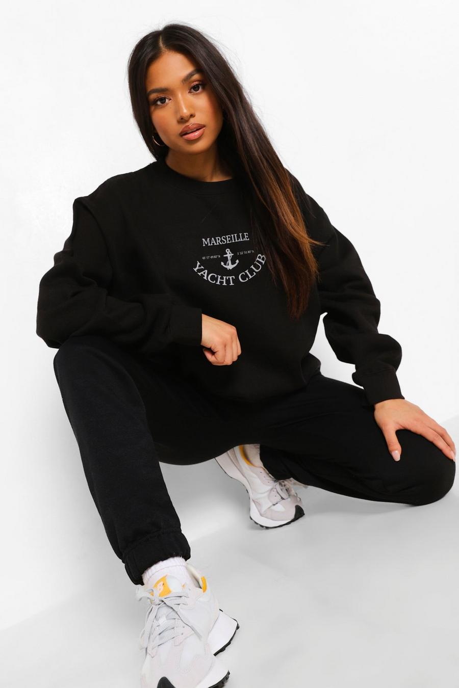 Black Petite - Marsellie Sweatshirt med slogan image number 1