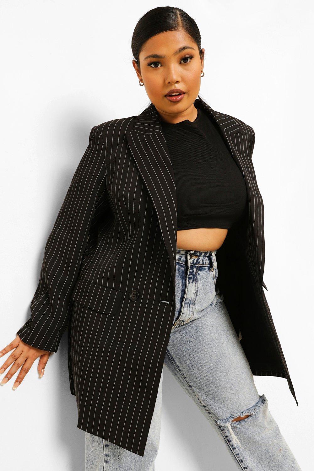 Pinstripe plus size store suit