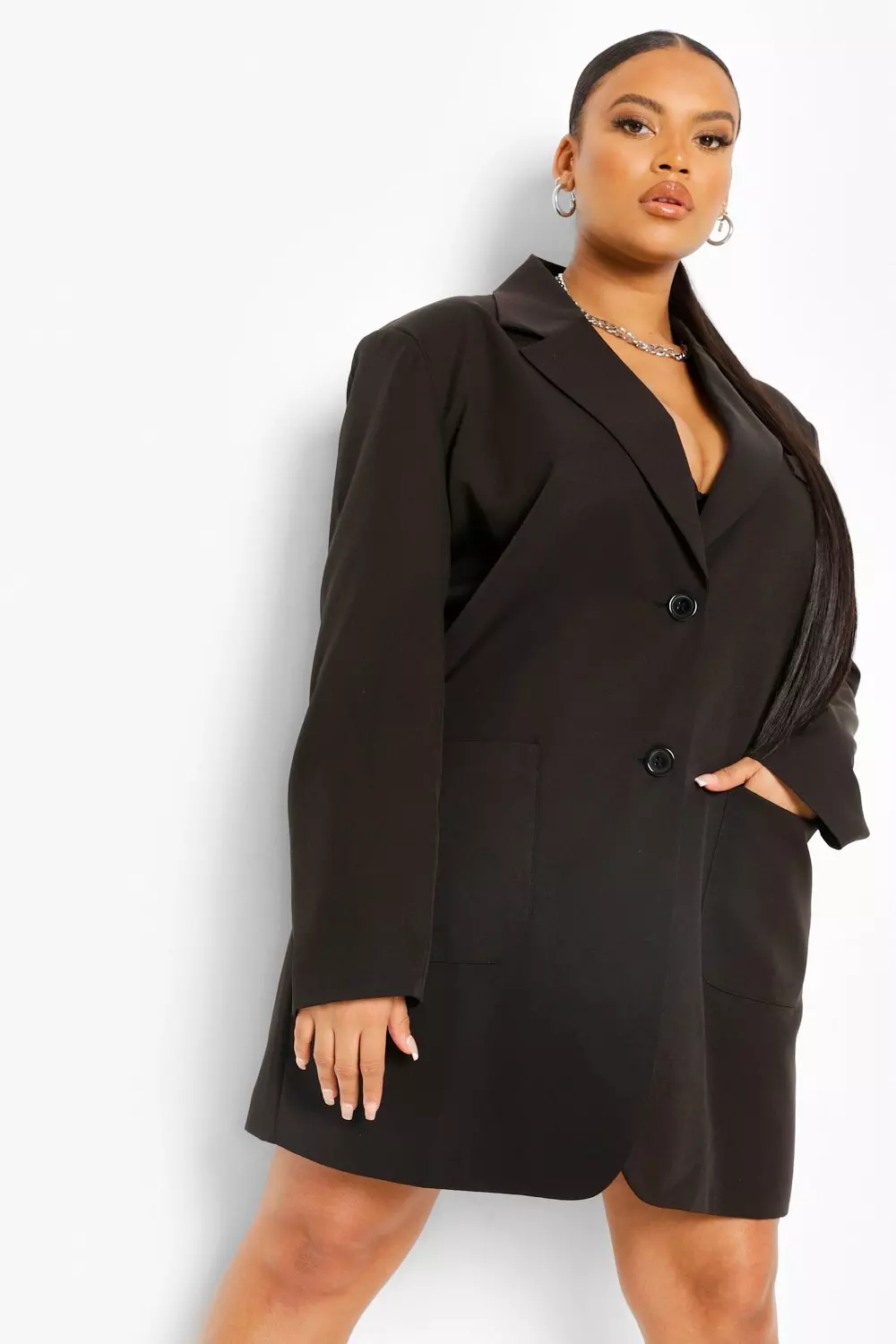 Plus size clearance black blazer dress