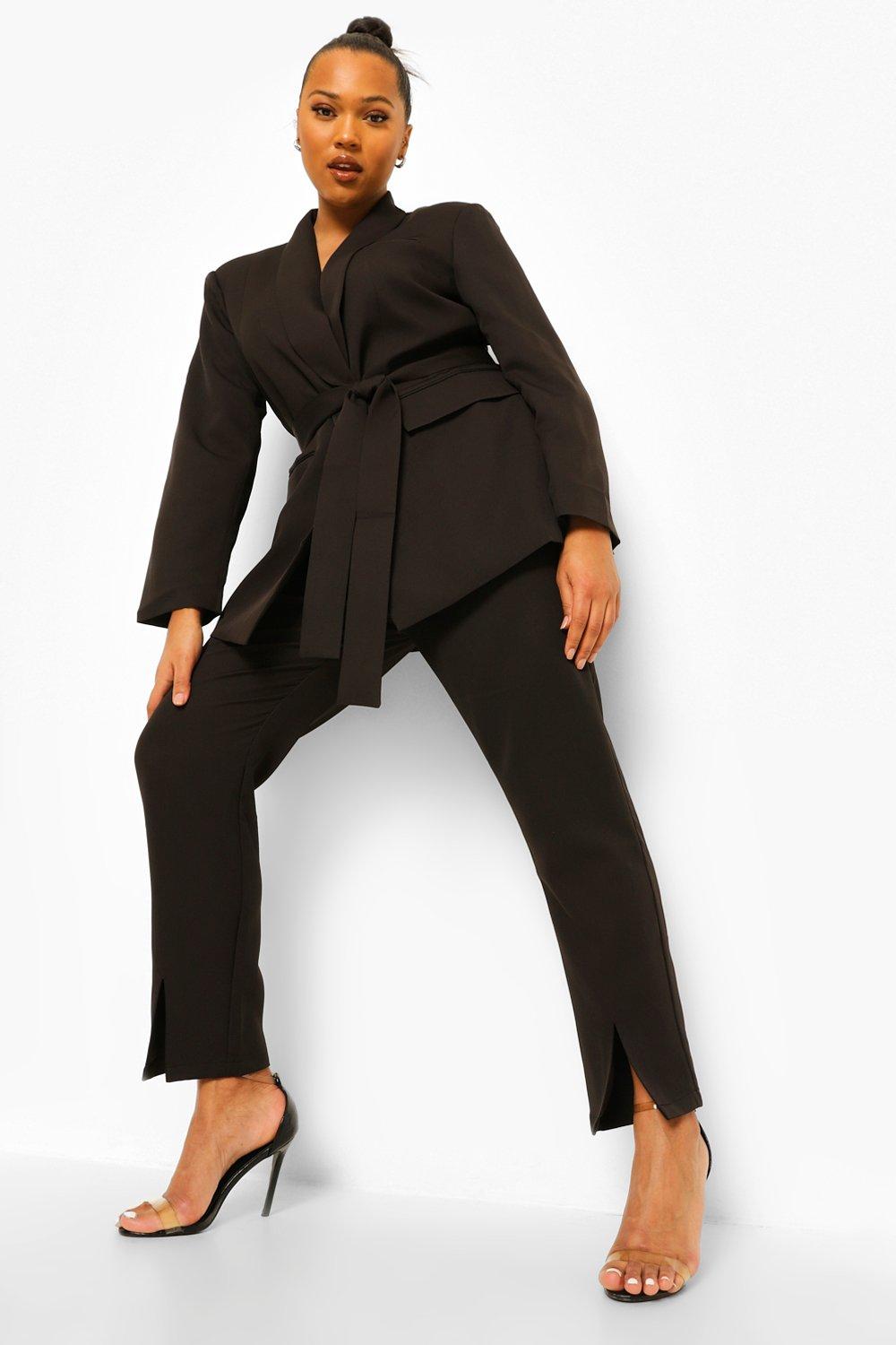 Women's Pants Split Hem Pants Pant for Women (Color : Black, Size :  XX-Small) : : Clothing, Shoes & Accessories