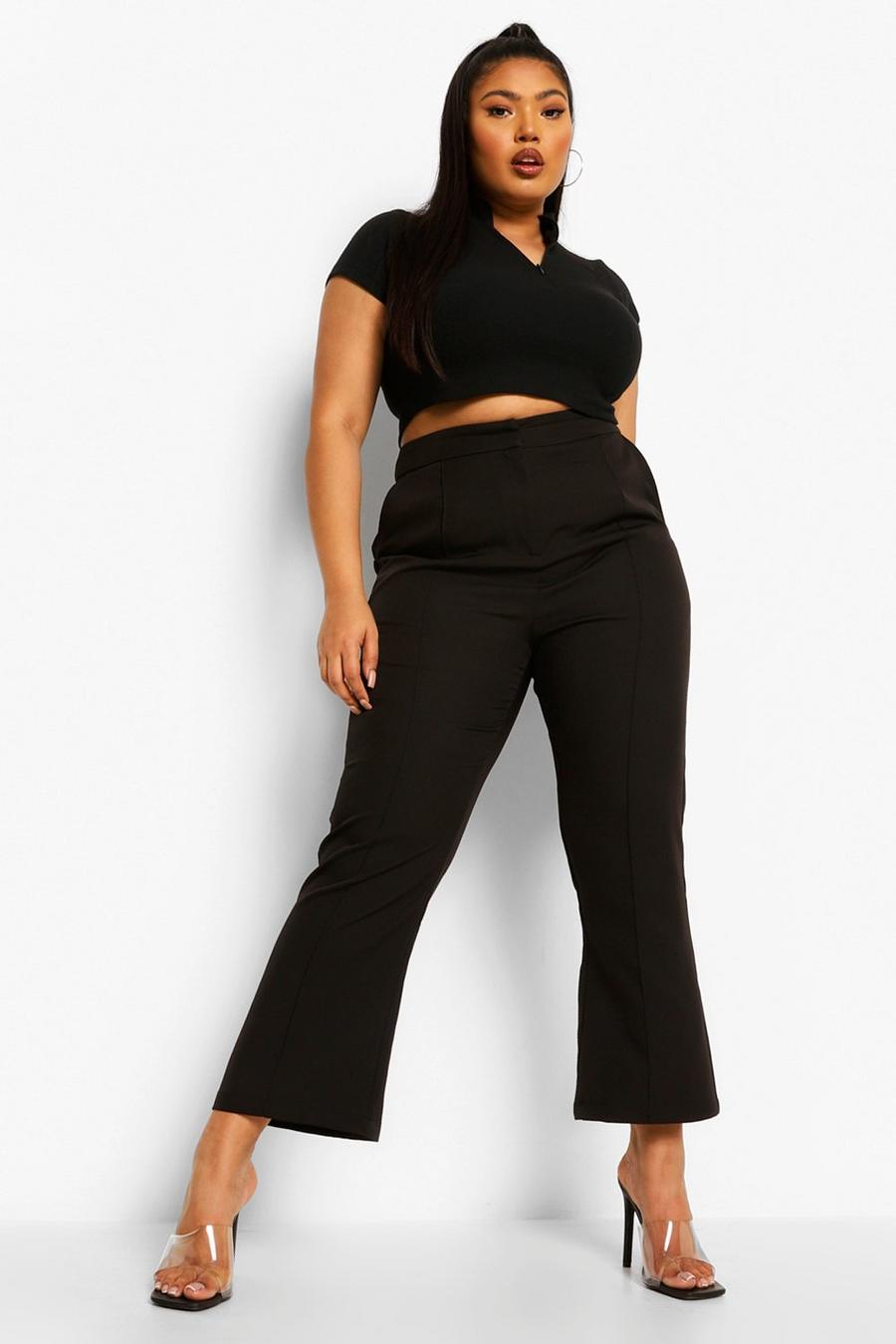 Black Plus Occasion Tailored Cropped Pants image number 1