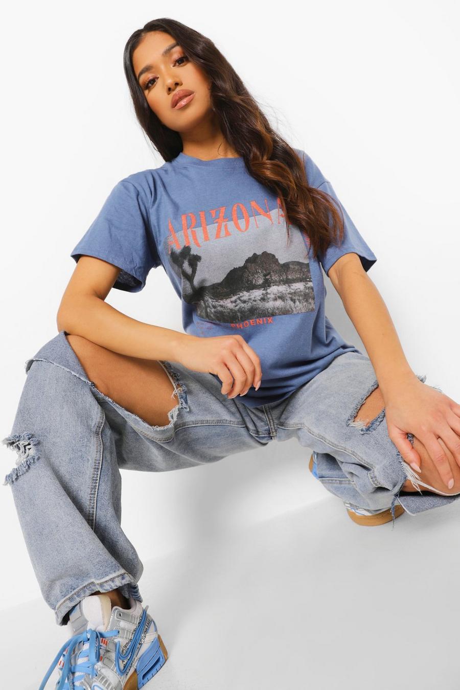 Petite T-Shirt in Übergröße mit „Arizona“-Foto-Print, Indigoblau image number 1