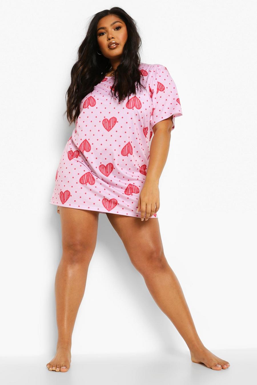Pink Plus Hartjes Pyjama Shirt  image number 1