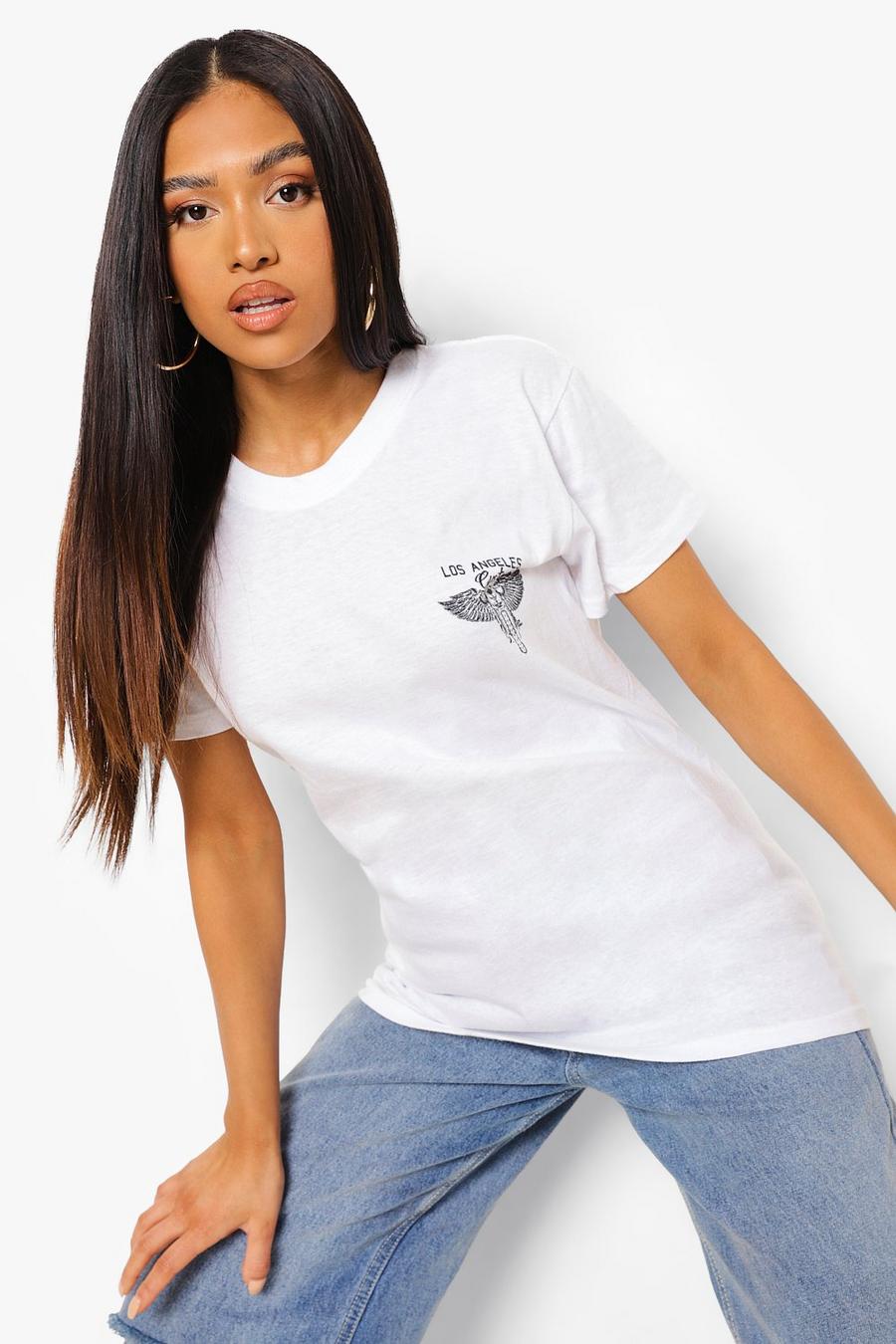 White Petite Motorcycle Front & Back Print T-shirt image number 1