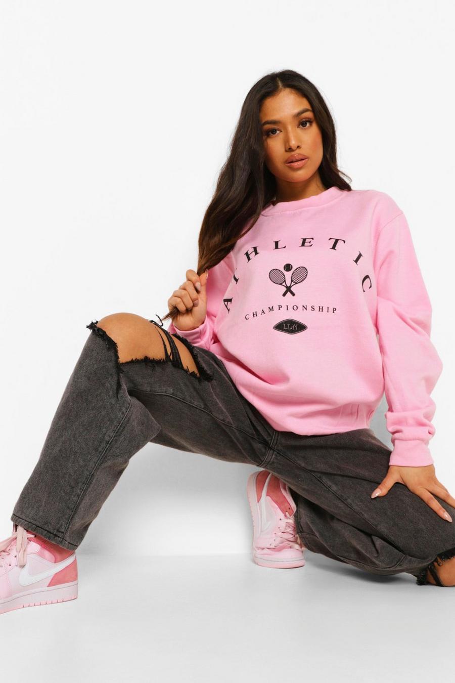 Baby pink Tennis Athletic Petite Sweatshirt med tryck image number 1