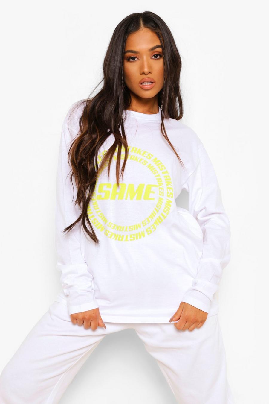 White Petite Mistakes Print Long Sleeve T-shirt image number 1