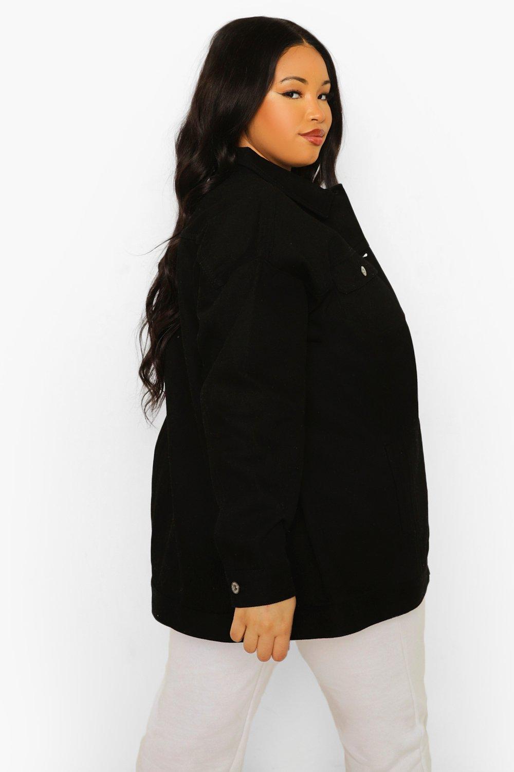 Black longline denim jacket best sale