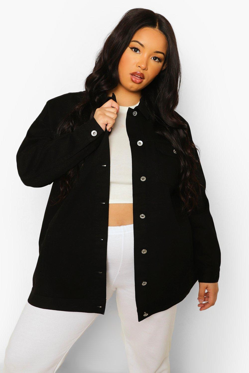 Plus size 2025 longline denim jacket