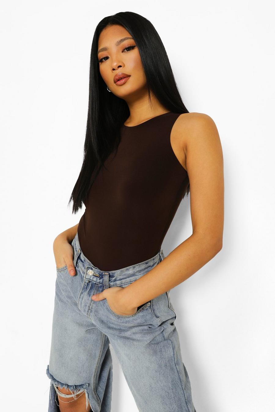Chocolate Petite Double Layer Bodysuit image number 1