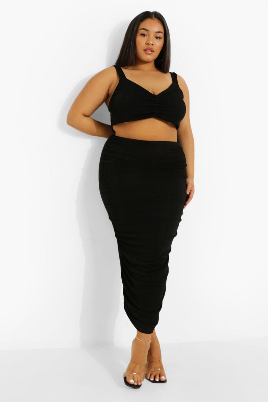 Black Plus Ruched Cut Out Midaxi Dress image number 1