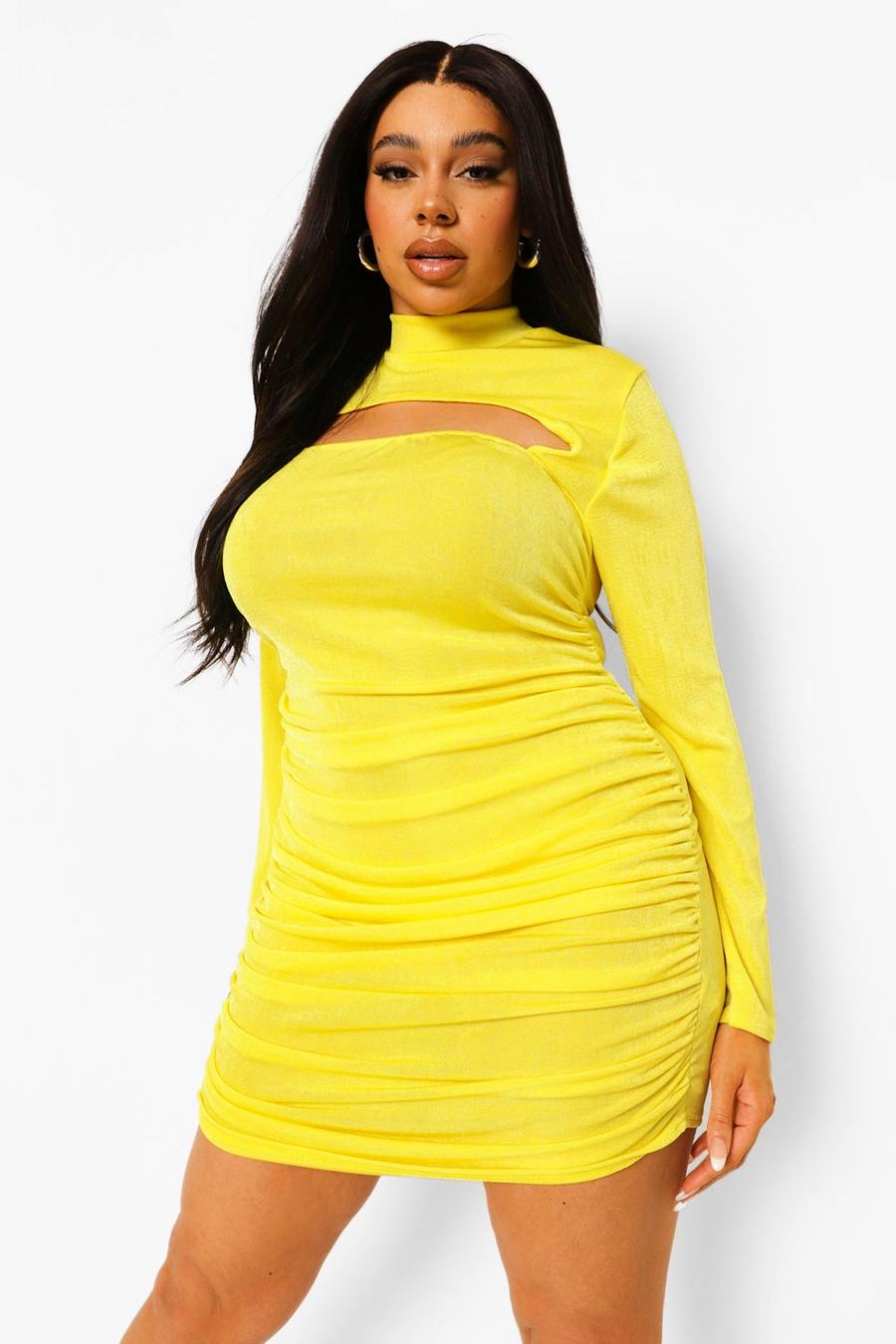 Ochre Plus Ruched Cut Out Bodycon Dress image number 1