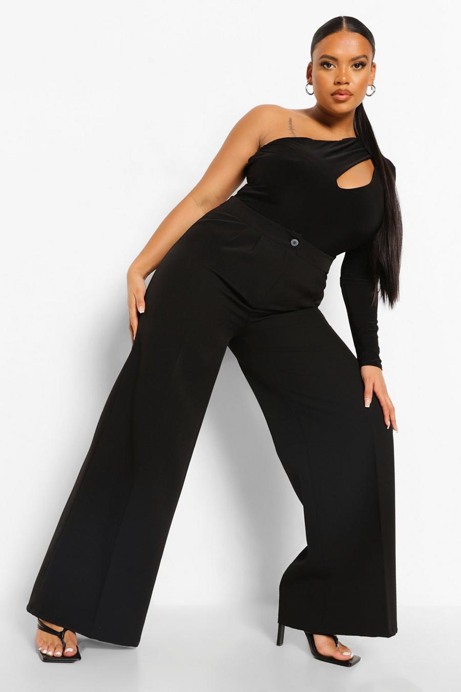 Black Plus Wide Leg Tailored Trouser image number 1