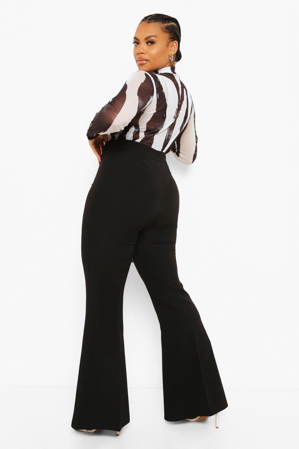 Plus size black 2025 dress pants flare