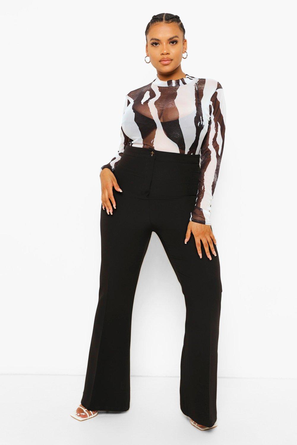 Plus Size Leopard Print Kick Flared Pants