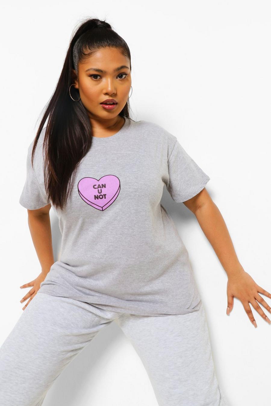 Grande taille - T-shirt Can U Not, Grey marl image number 1