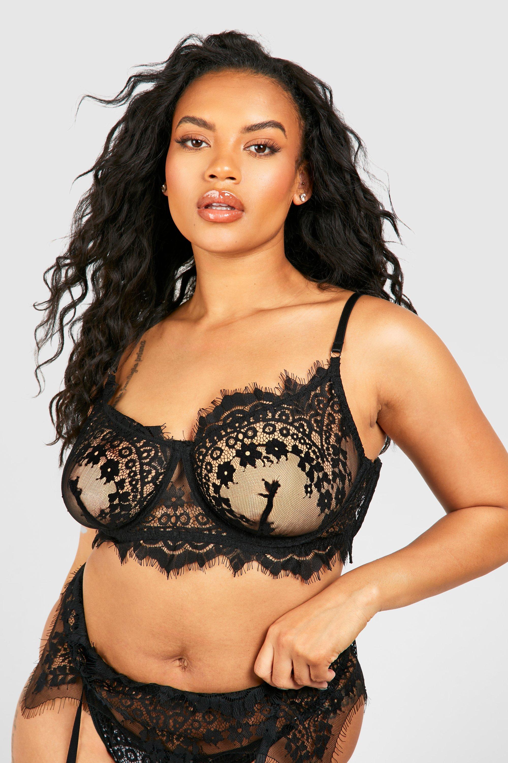 Plus Size Lace Bralette Lingerie Set