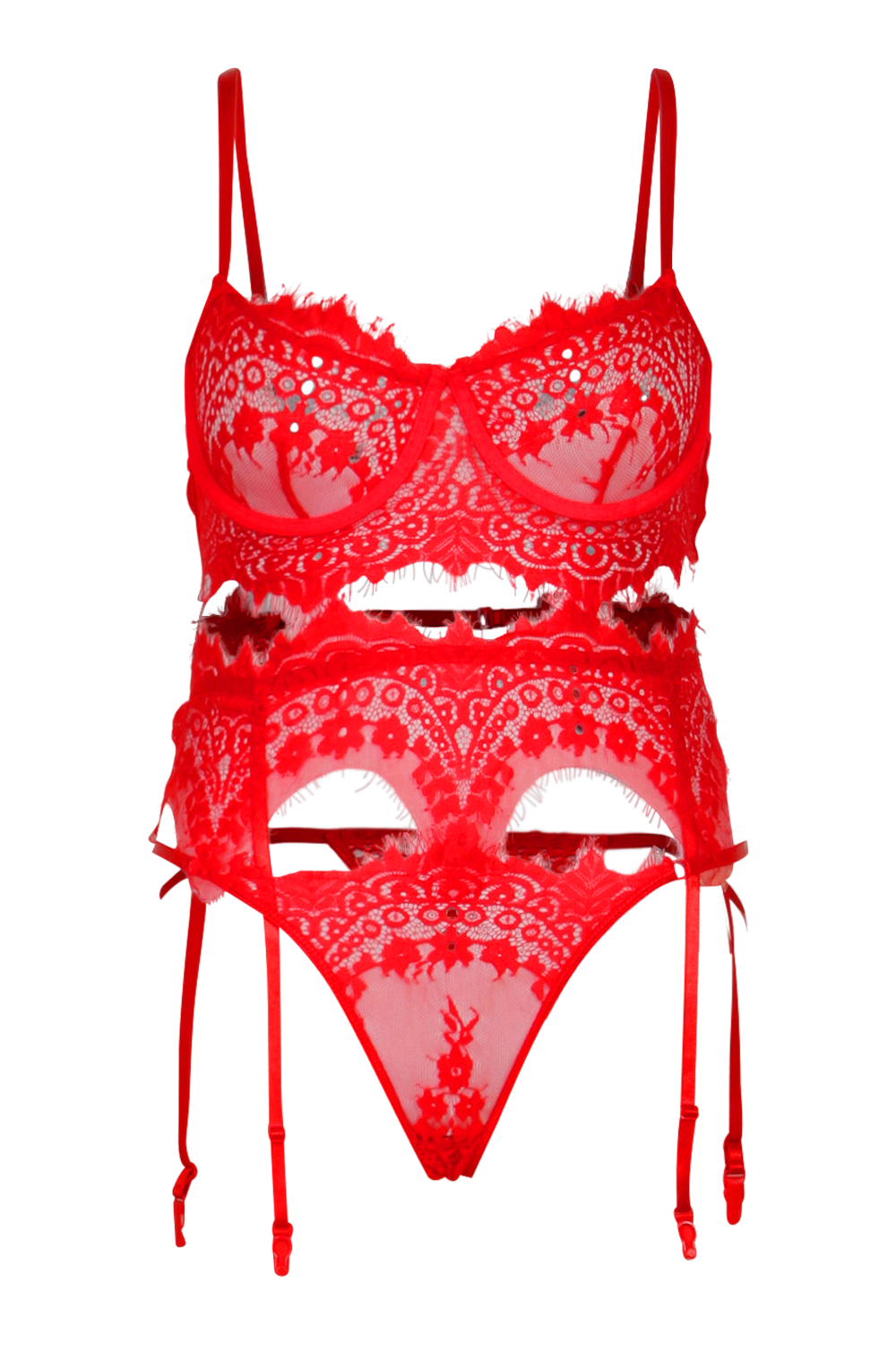 Plus Eyelash Lace Lingerie Set