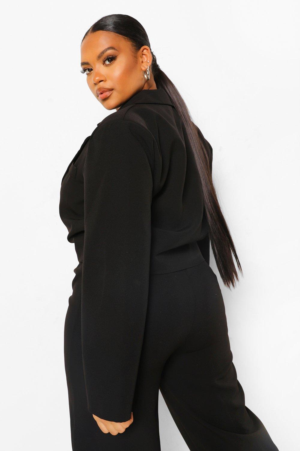 Plus size hot sale crop blazer