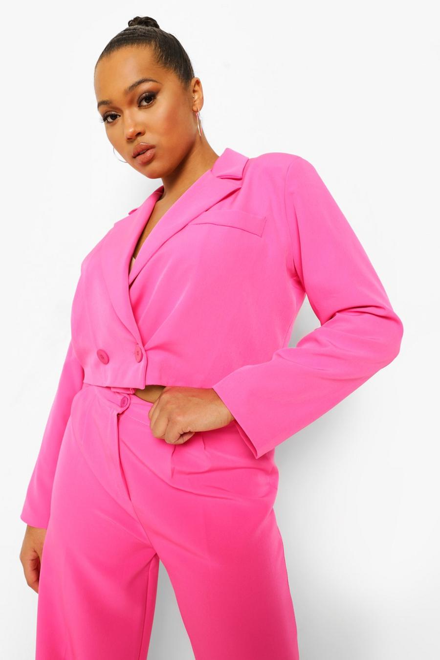 Hot pink Plus Cropped Blazer image number 1