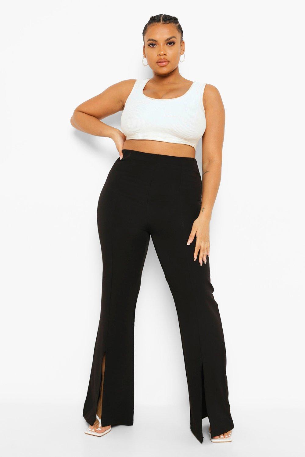 Split Hem Black Flare Trouser