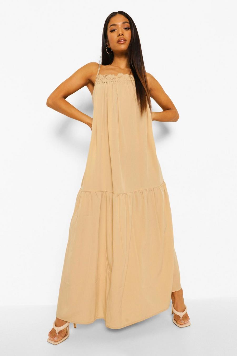 Sand Petite Strappy Woven Maxi Dress image number 1