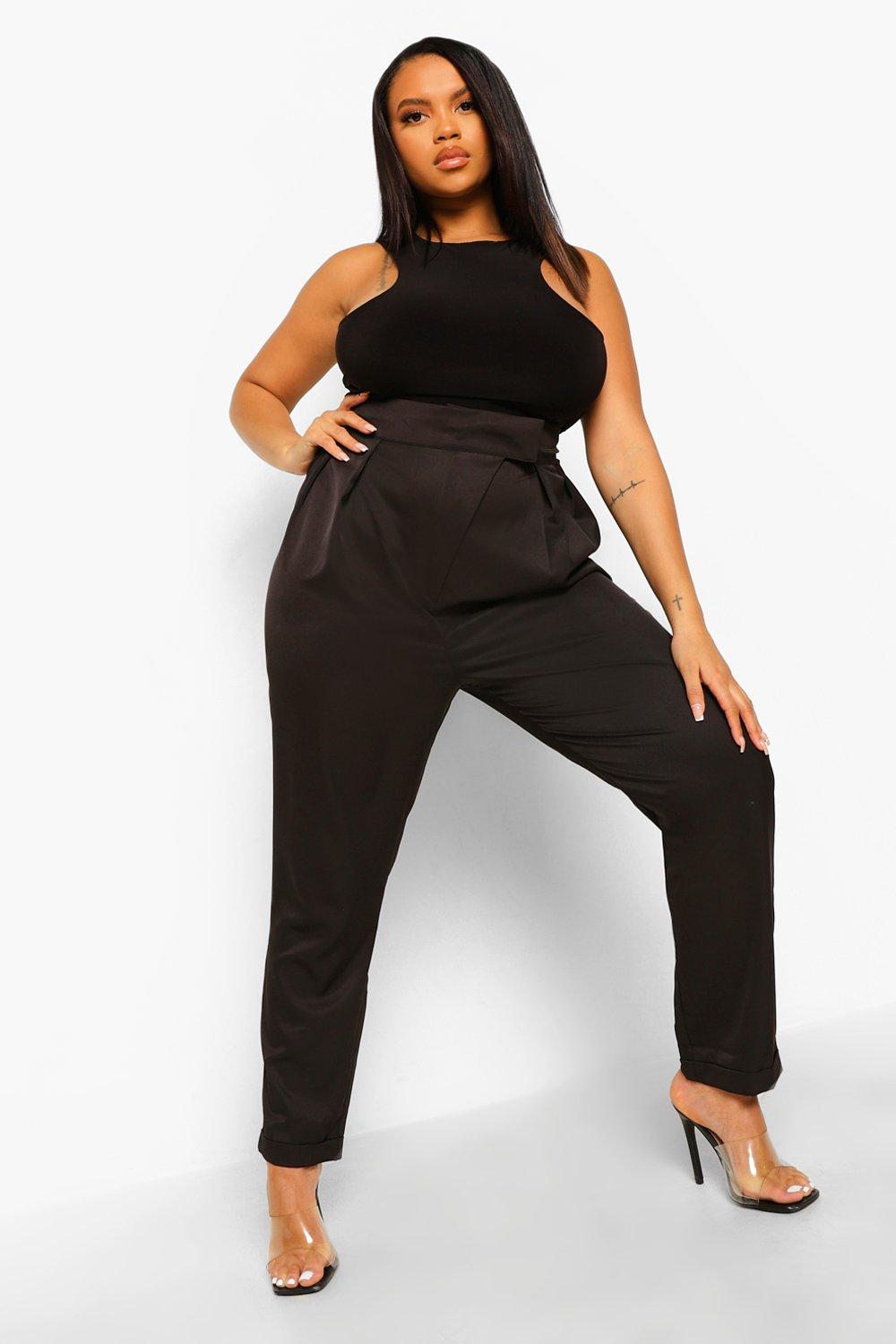 Plus Woven Seam Detail Tailored Flare Pants