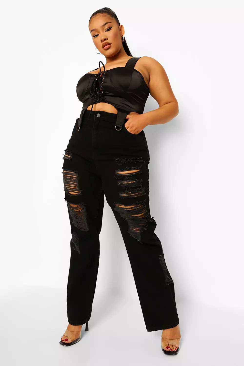 Black boyfriend sale jeans plus size