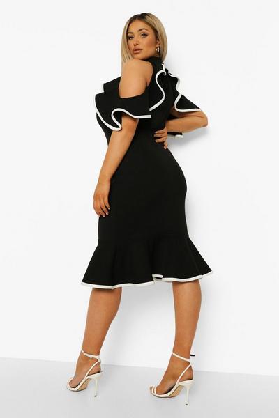 boohoo black Plus Occasion Open Shoulder Midi Dress