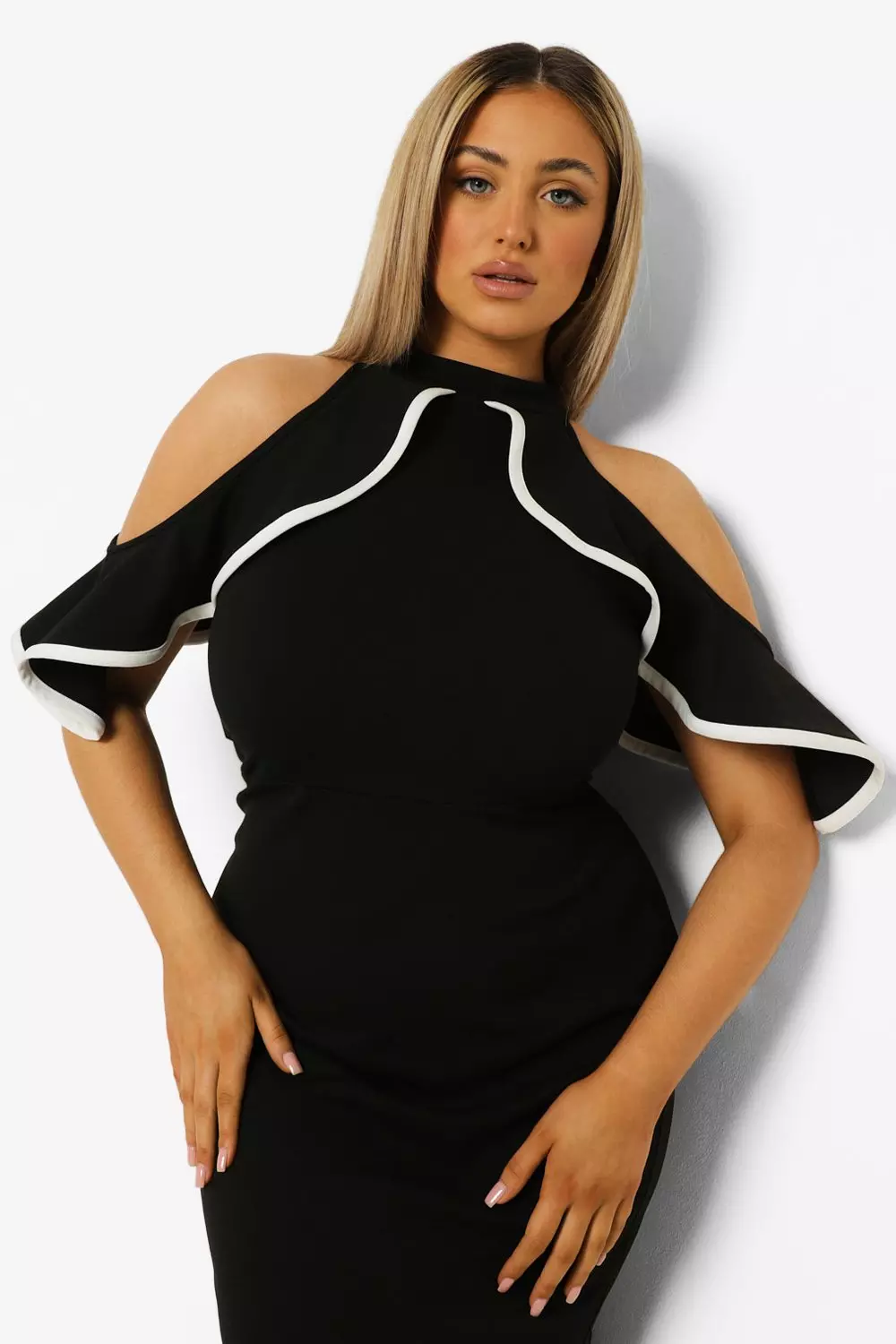 Open shoulder bodycon sales dress