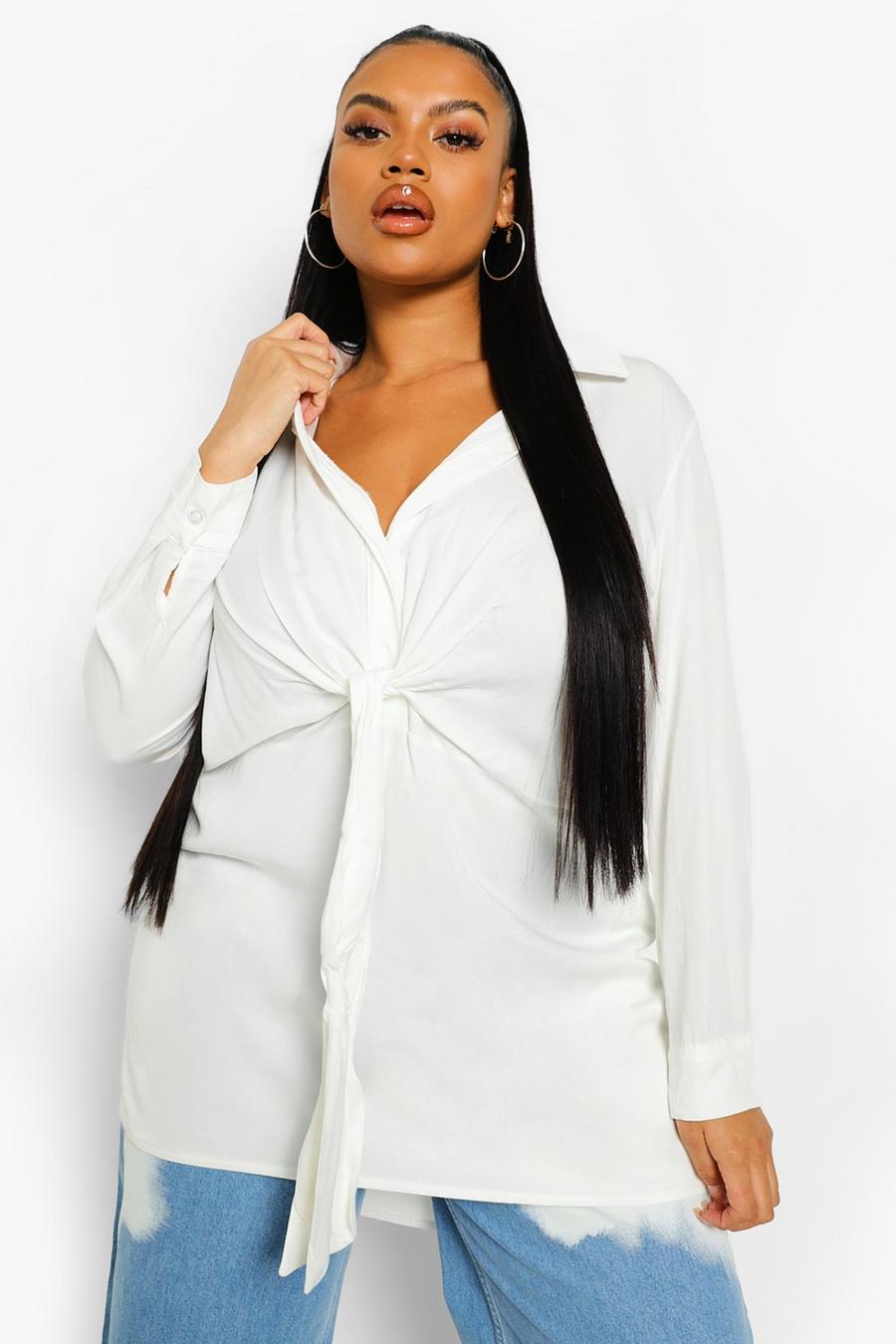 Ivory Plus Tie Front Shirt image number 1