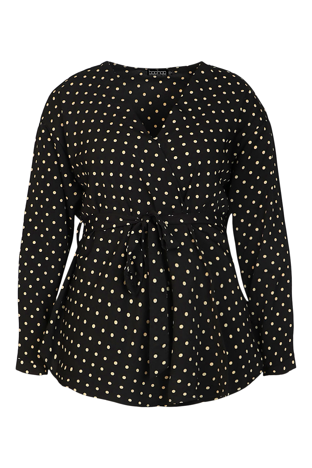 Plus Polka Dot Wrap Top boohoo USA