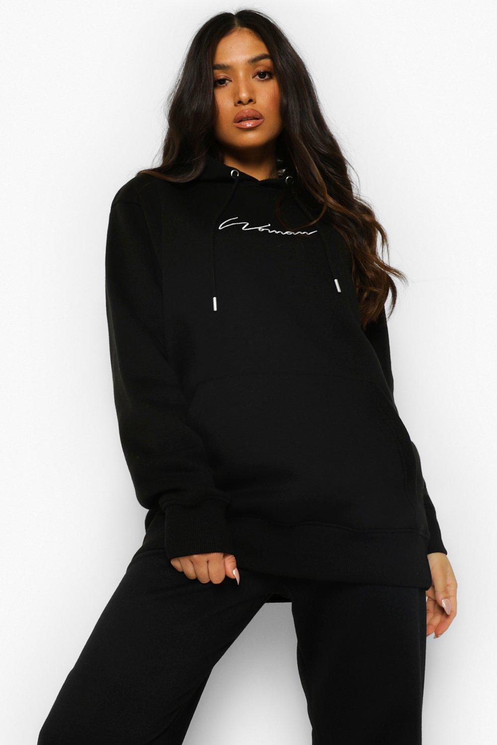 Petite Woman Script Oversized Hoodie