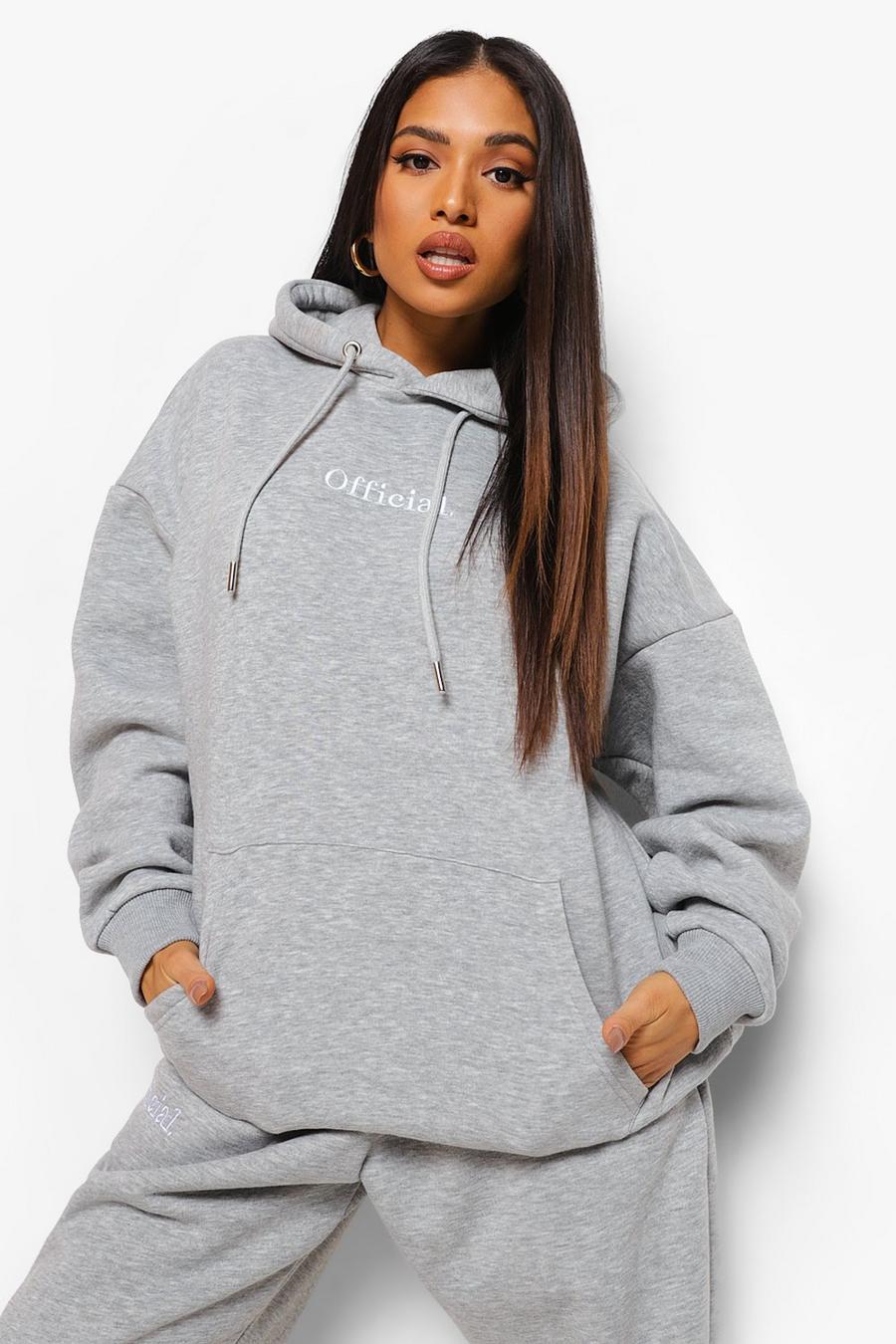 Grey marl Petite Official Oversized Embroidered Hoodie image number 1