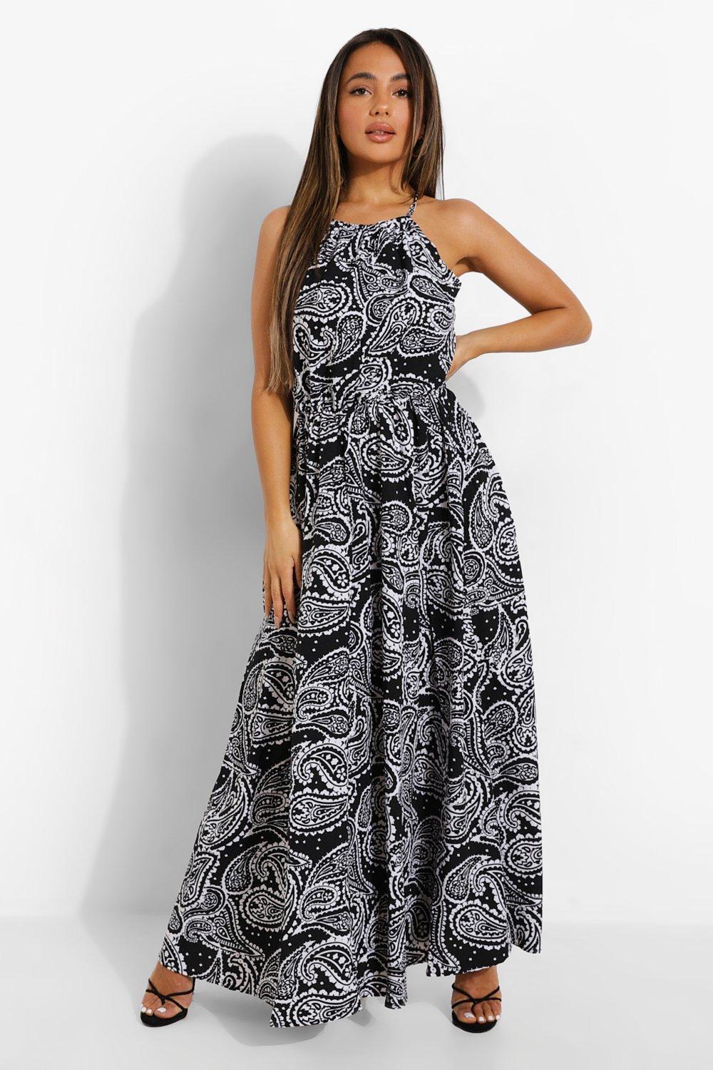 Black and white paisley hot sale dress