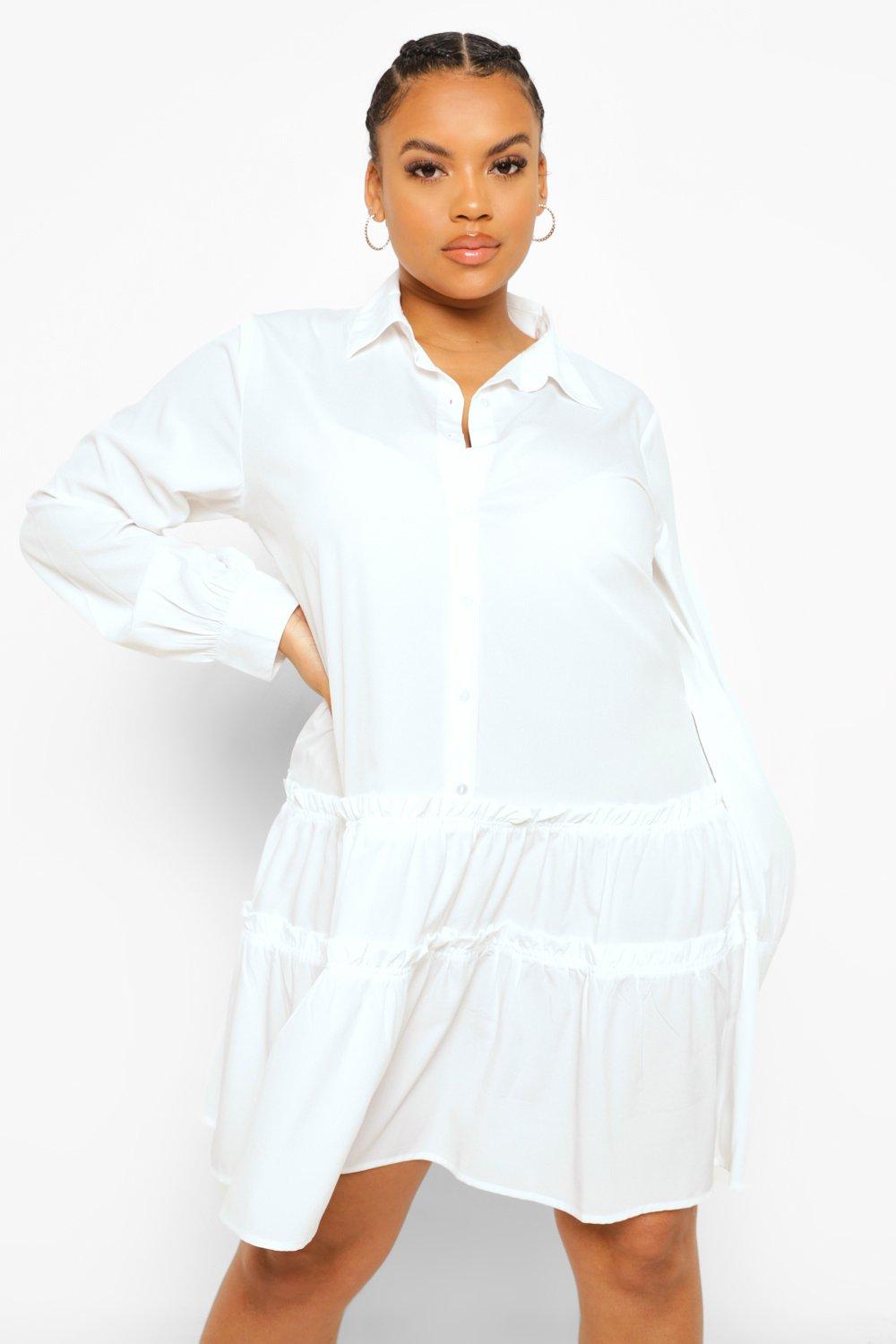 Boohoo white best sale shirt dress