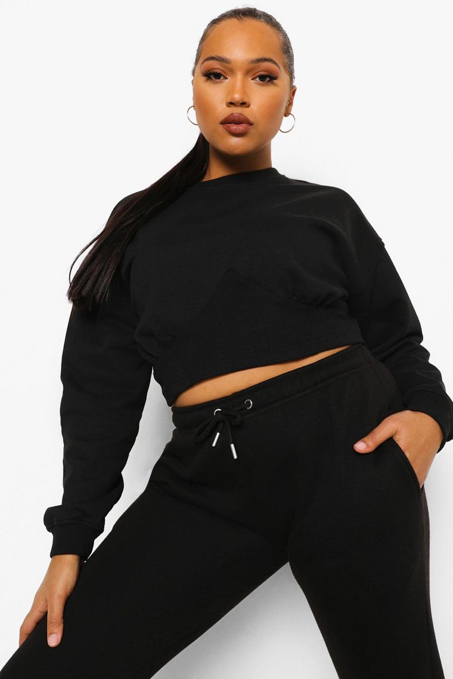 Grande taille - Sweat court style corsage, Black image number 1