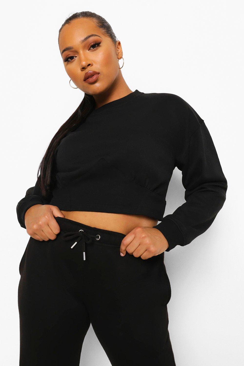 Plus size cropped sweatshirt sales