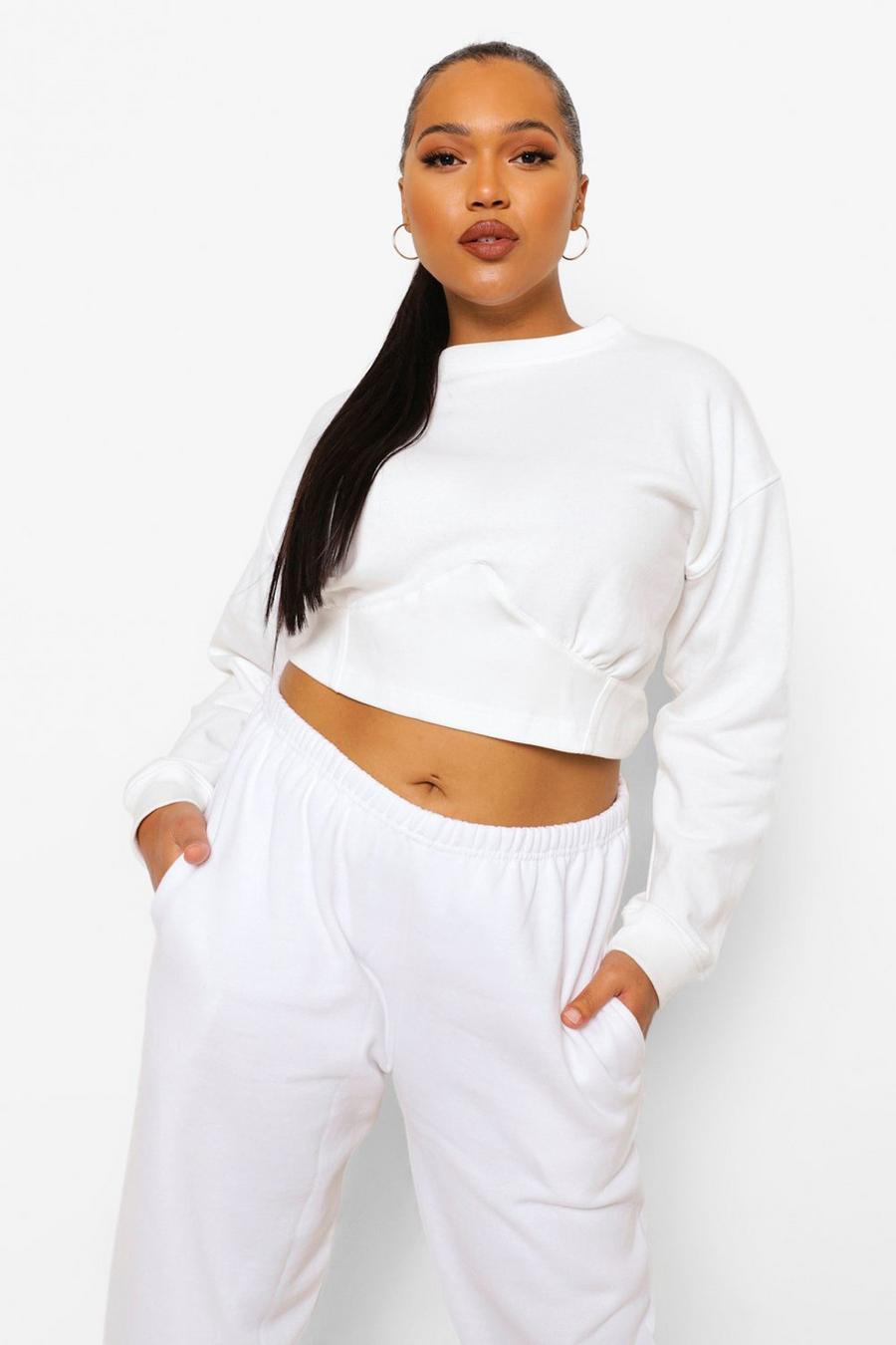 Grande taille - Sweat court style corsage, Ivory image number 1