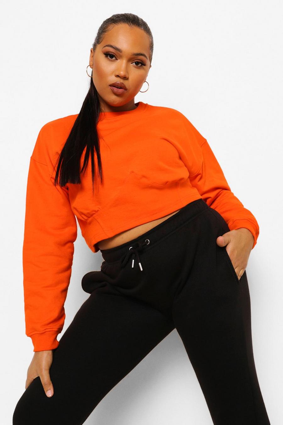 Orange Plus - Kort sweatshirt med korsettdetaljer och muddar image number 1