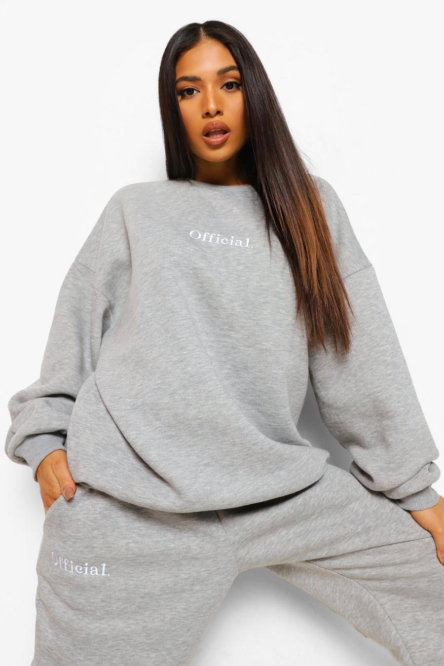 Petite - Sweat oversize Official, Grey marl image number 1