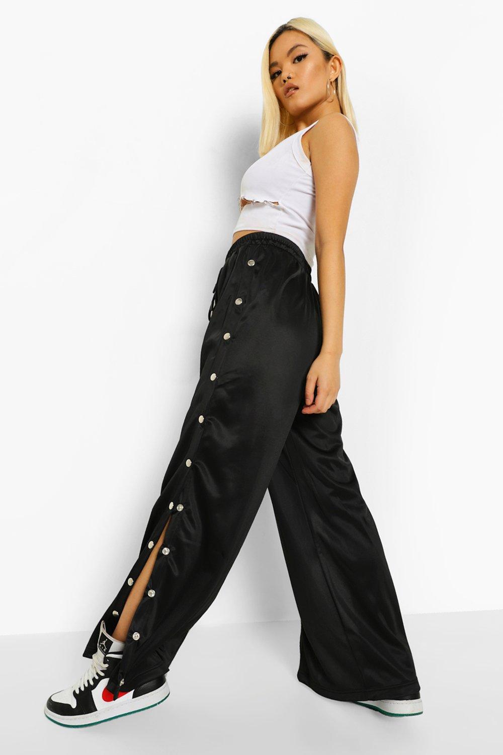 shein zipper fly palazzo pu pants