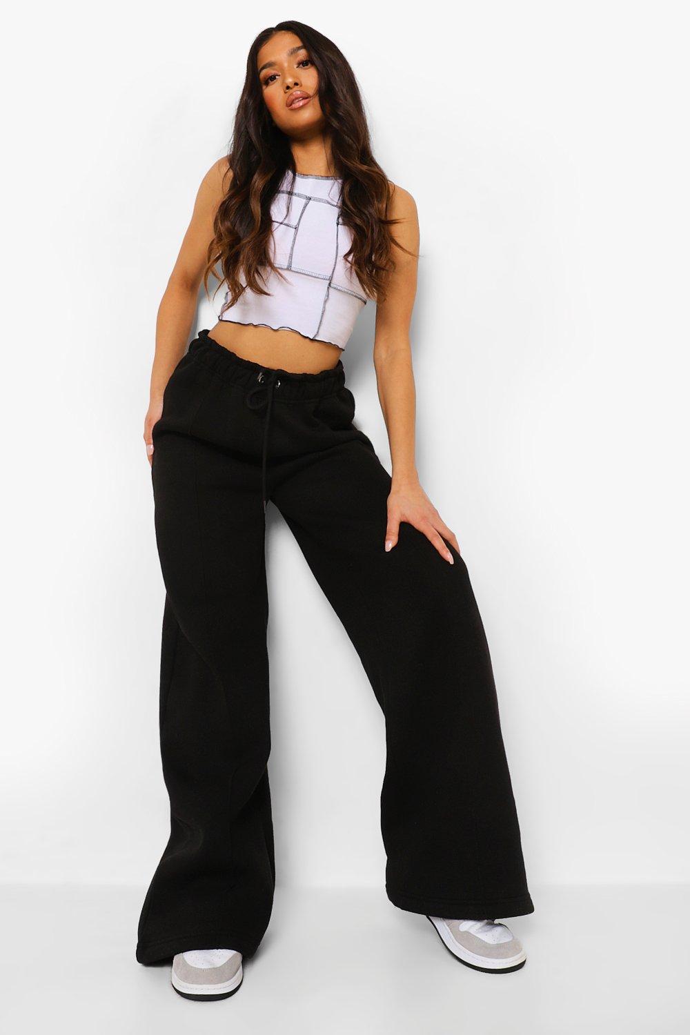 Plt Petite Black High Waist Cuffed Sweatpants