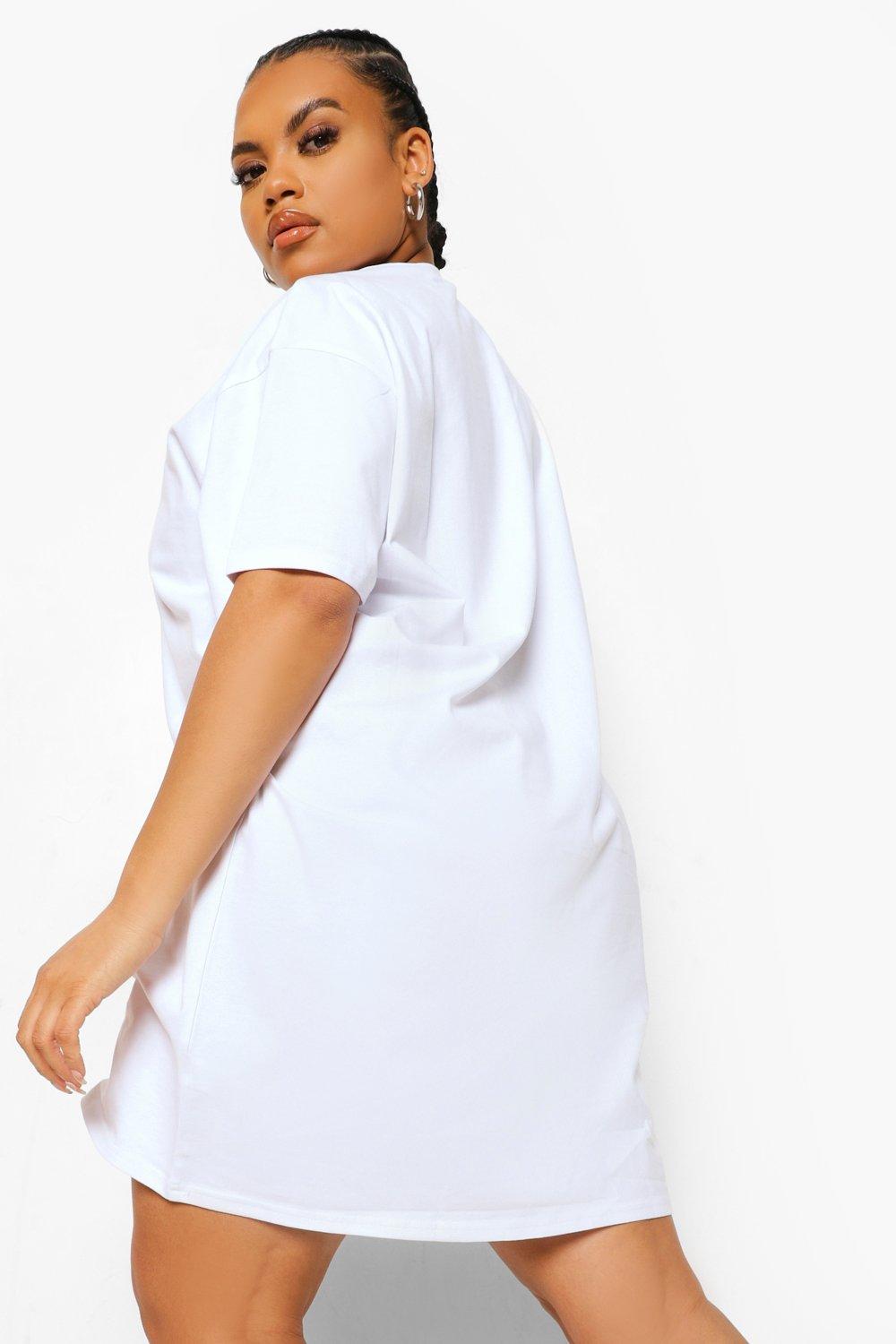 Plain white t 2025 shirt dress plus size