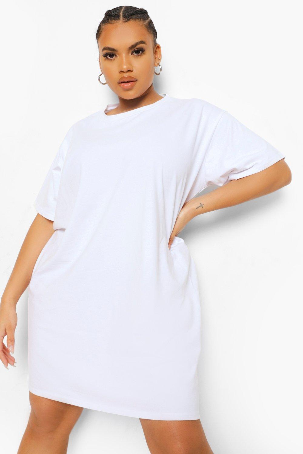 Boohoo white shop t shirt dress