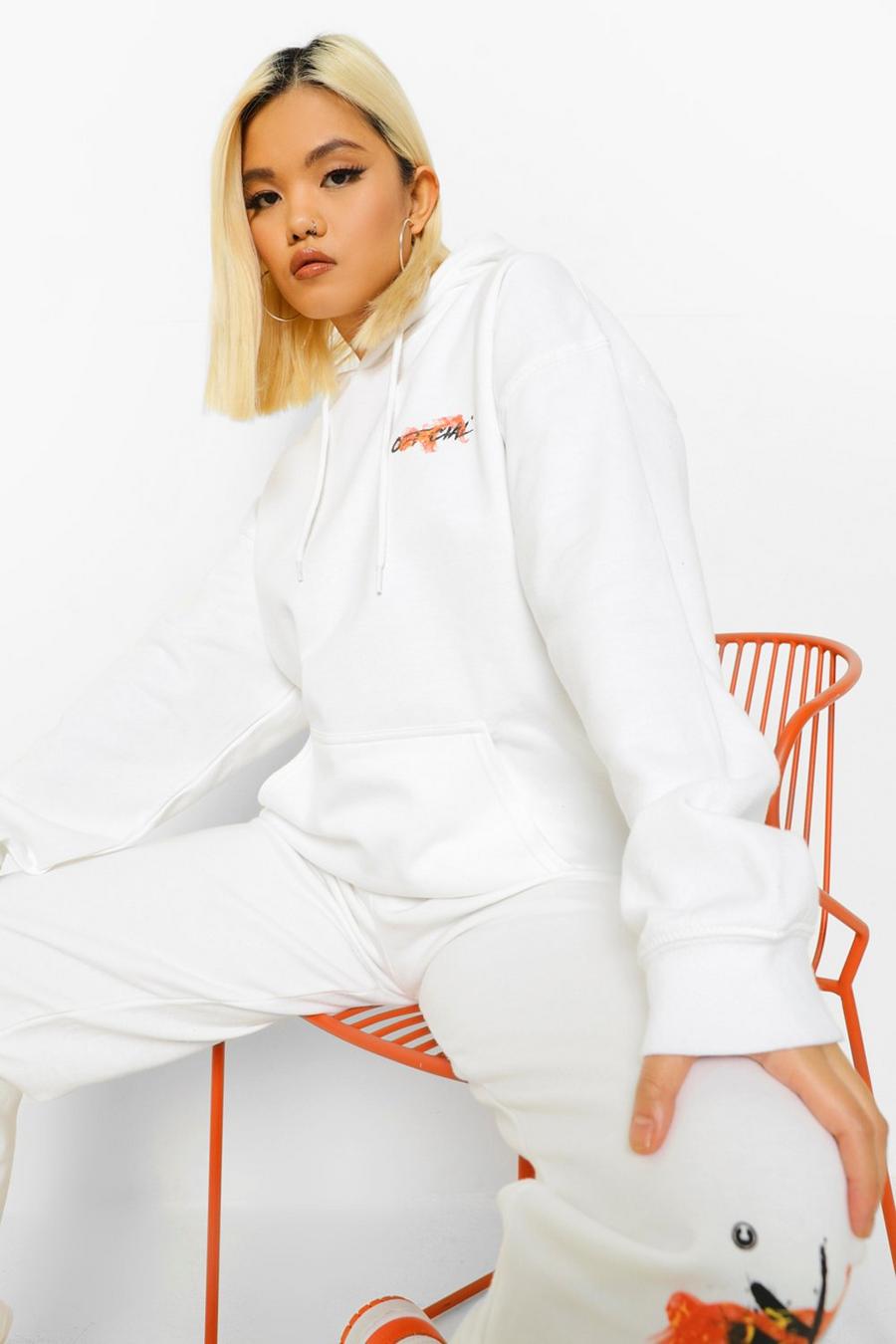 White Petite - Official Oversize hoodie med eldsflammor image number 1
