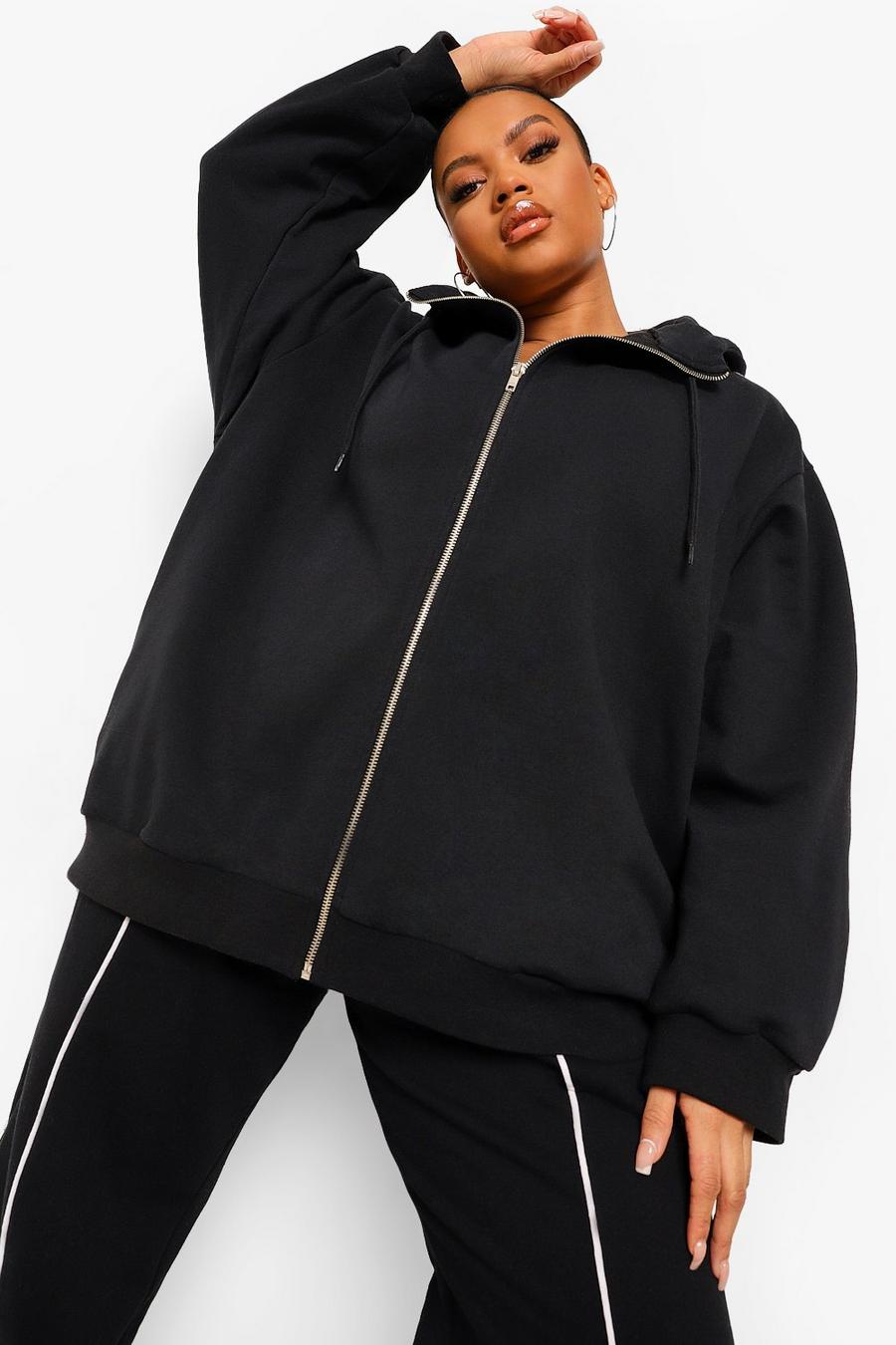Black Plus - Oversize hoodie med rand längs ärmen image number 1