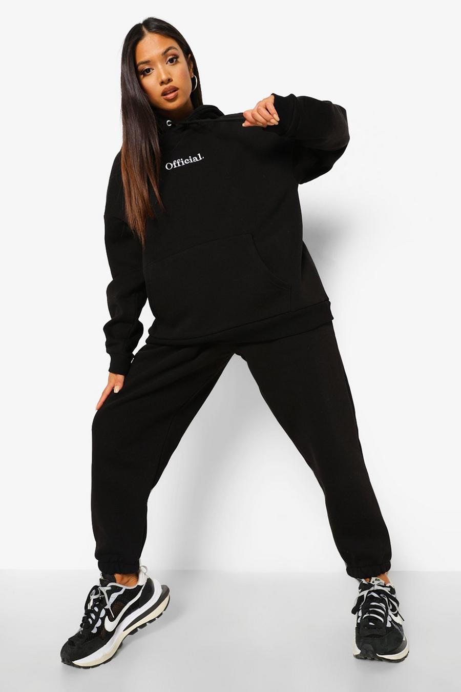 שחור מכנסי ריצה פטיט עם כיתוב Official רקום image number 1