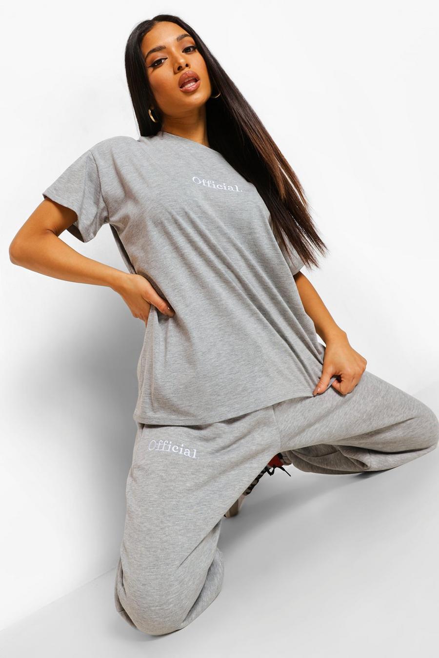 Grey marl Petite Official Embroidered Track Pants image number 1