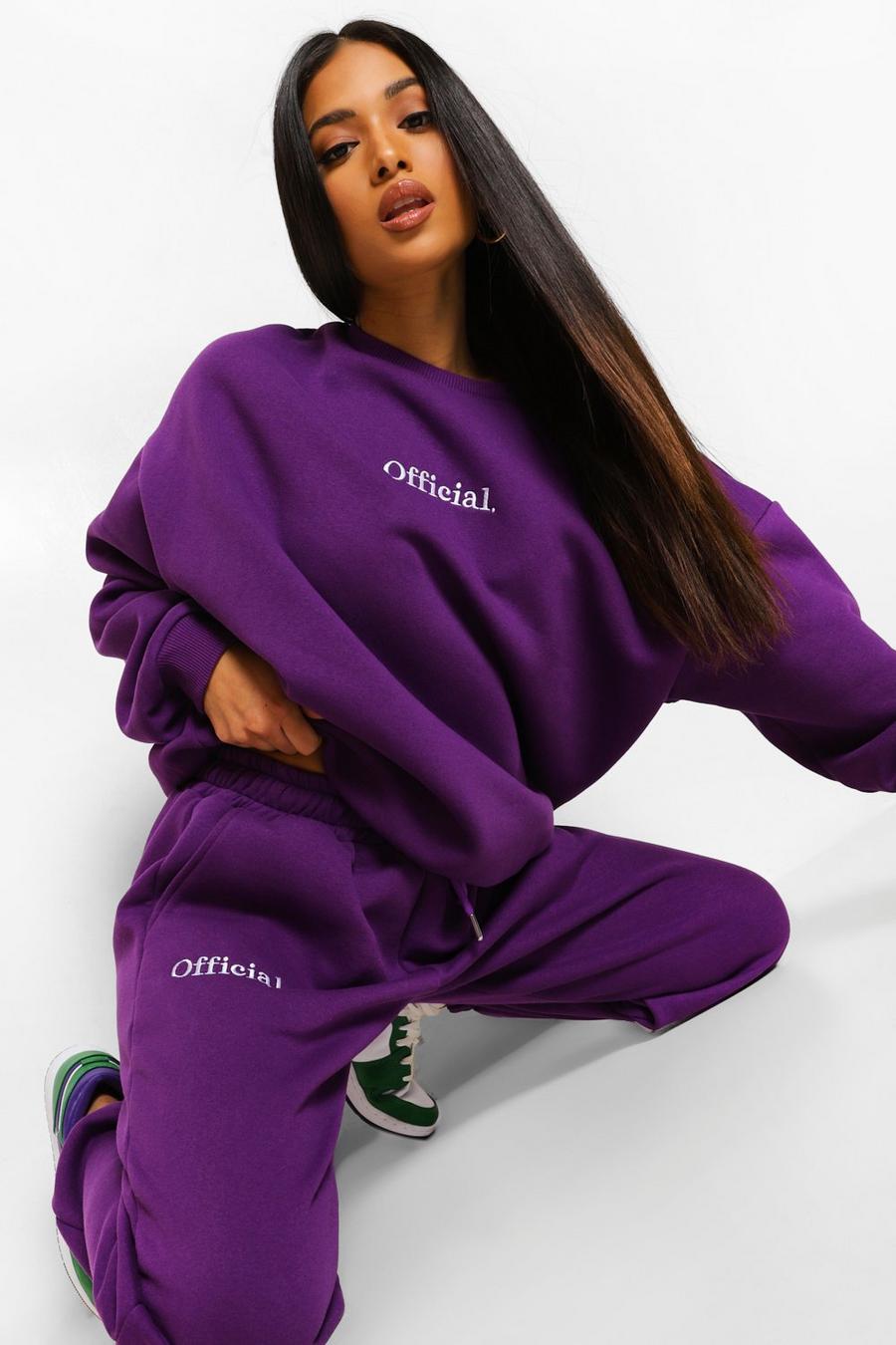 Purple Petite Official Embroidered Joggers image number 1